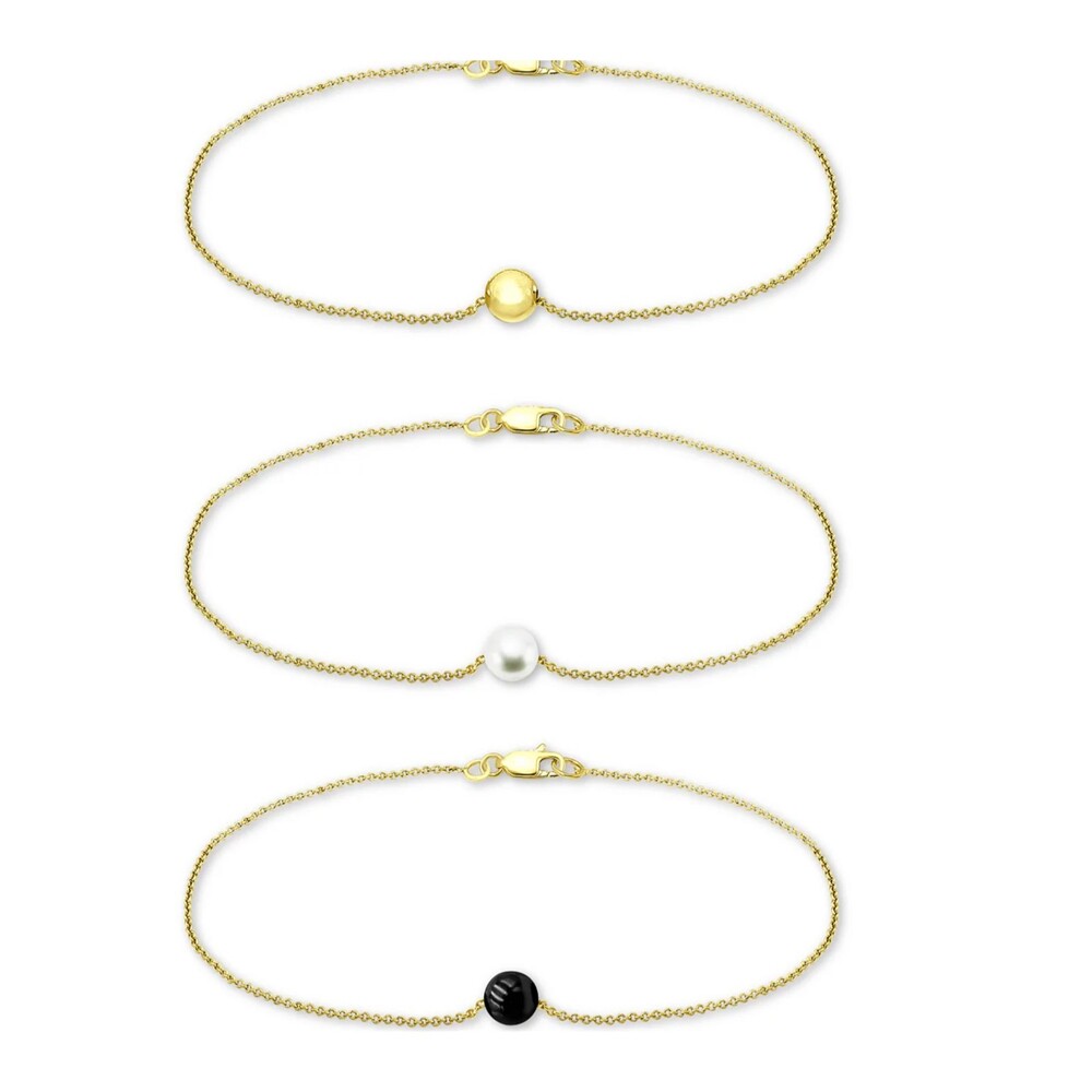 Giani Bernini 3-Pc. Set Onyx & Freshwater Pearl Bead Chain Bracelets,
